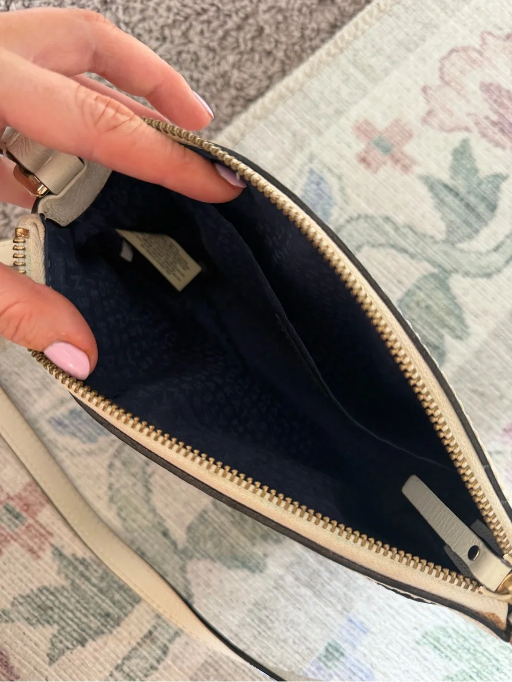 kate spade Two-Tone Cream and Navy Pebble Leather Crossbody